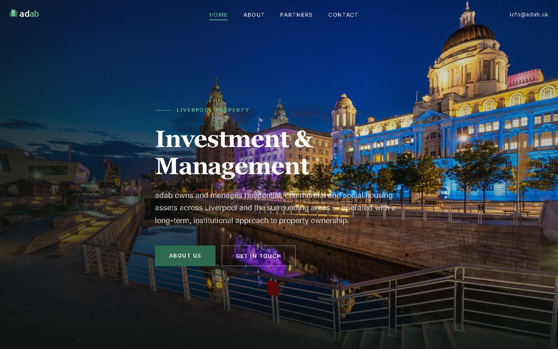 The adab.uk homepage — a Liverpool property investment site