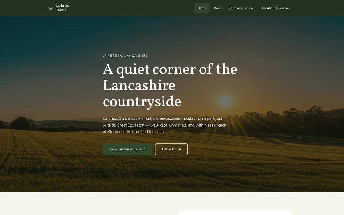 The Larbreck Gardens homepage — a Lancashire holiday caravan park